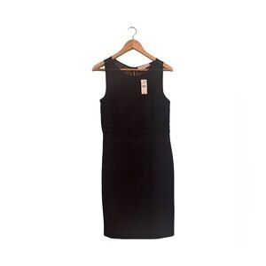 NWT LOFT Black Polka Dot Layered Sheath Dress Size 8